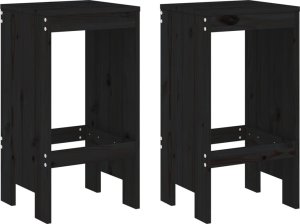 vidaXL Stołki barowe, 2 szt., czarne, 40x36x75 cm, drewno sosnowe 2