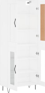 vidaXL Witrynka, biała, 69,5x34x180 cm, materiał drewnopochodny 4