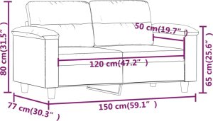 vidaXL 2-osobowa sofa, czarna, 120 cm, sztuczna skóra 8