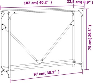 vidaXL Stolik konsolowy, czarny, 102x22,5x75 cm 9