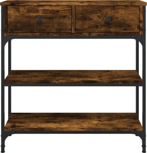 vidaXL Stolik konsolowy, przydymiony dąb, 72,5x25x75 cm 6