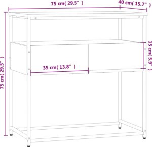 vidaXL Stolik konsolowy, szary dąb sonoma, 75x40x75 cm 11