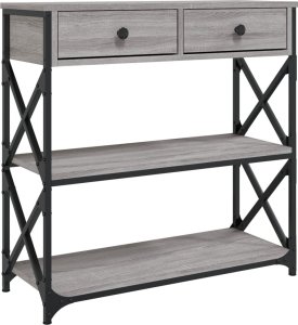 vidaXL Stolik konsolowy, szary dąb sonoma, 75x28x75 cm 2