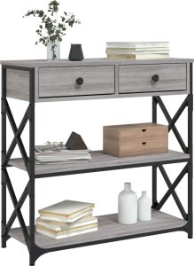 vidaXL Stolik konsolowy, szary dąb sonoma, 75x28x75 cm 3