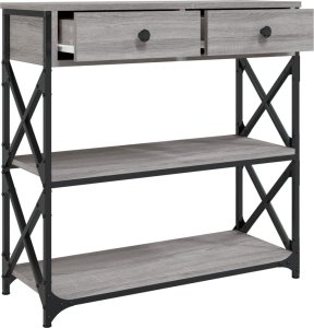 vidaXL Stolik konsolowy, szary dąb sonoma, 75x28x75 cm 5