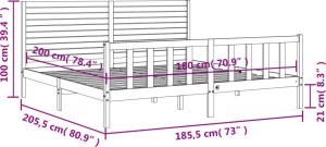 vidaXL Rama łóżka z wezgłowiem, lite drewno 12