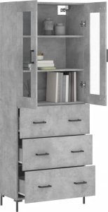 vidaXL Witrynka, szarość betonu 69,5x34x180 cm materiał drewnopochodny 3
