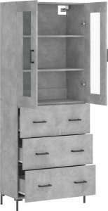 vidaXL Witrynka, szarość betonu 69,5x34x180 cm materiał drewnopochodny 4