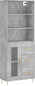 vidaXL Witrynka, szarość betonu 69,5x34x180 cm materiał drewnopochodny 2