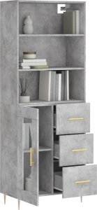vidaXL Witrynka, szarość betonu 69,5x34x180 cm materiał drewnopochodny 3