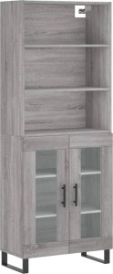 vidaXL Witrynka szary dąb sonoma 69,5x34x180cm materiał drewnopochodny 2