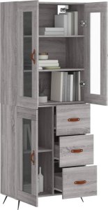 vidaXL Witrynka szary dąb sonoma 69,5x34x180cm materiał drewnopochodny 3
