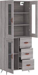 vidaXL Witrynka szary dąb sonoma 69,5x34x180cm materiał drewnopochodny 4