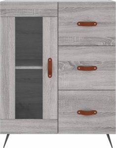 vidaXL Witrynka szary dąb sonoma 69,5x34x180cm materiał drewnopochodny 8