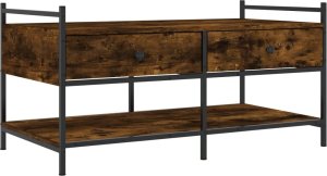 vidaXL Stolik kawowy, przydymiony dąb, 99x50x50 cm 2