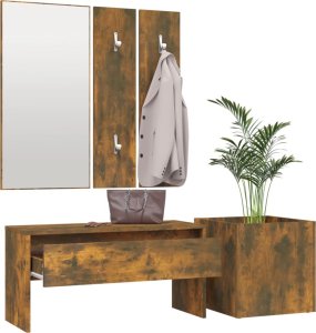 vidaXL Zestaw mebli do przedpokoju, przydymiony dąb 4