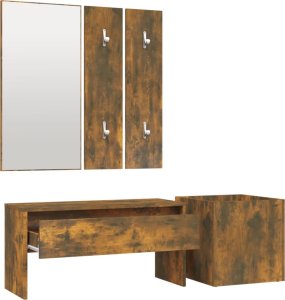 vidaXL Zestaw mebli do przedpokoju, przydymiony dąb 5