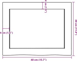vidaXL Blat do łazienki, jasnobrązowy, 40x30x(2-4) cm, lite drewno 9