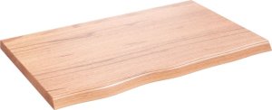 vidaXL Blat do łazienki, jasnobrązowy, 80x50x(2-4) cm, lite drewno 2