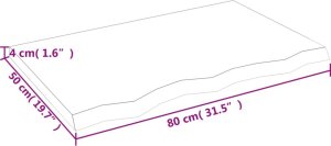 vidaXL Blat do łazienki, jasnobrązowy, 80x50x(2-4) cm, lite drewno 8