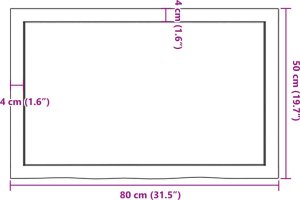 vidaXL Blat do łazienki, jasnobrązowy, 80x50x(2-4) cm, lite drewno 9