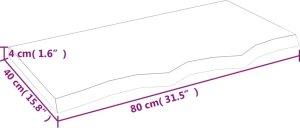 vidaXL Blat do łazienki, jasnobrązowy, 80x40x(2-4) cm, lite drewno 8