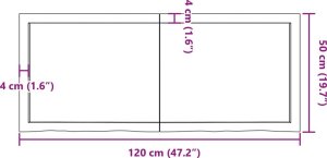 vidaXL Blat do łazienki, jasnobrązowy, 120x50x(2-4) cm, lite drewno 10