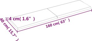 vidaXL Blat do łazienki, ciemnobrązowy, 160x40x(2-4) cm, lite drewno 9