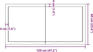 vidaXL Blat do stołu, jasnobrązowy, 120x60x(2-4)cm, lite drewno dębowe 10