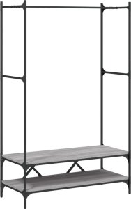 vidaXL Wieszak na ubrania, z półkami, szary dąb sonoma 2