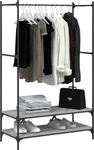 vidaXL Wieszak na ubrania, z półkami, szary dąb sonoma 3