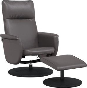 vidaXL Rozkładany fotel z podnóżkiem, szary, sztuczna skóra 2