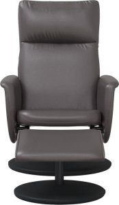 vidaXL Rozkładany fotel z podnóżkiem, szary, sztuczna skóra 3