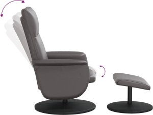 vidaXL Rozkładany fotel z podnóżkiem, szary, sztuczna skóra 6