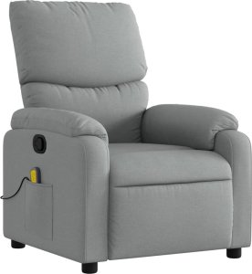 vidaXL Rozkładany fotel masujący, jasnoszary, obity tkaniną 3