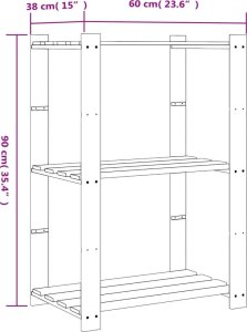 vidaXL Regał z 3 półkami, brązowy, 60x38x90 cm, lite drewno sosnowe 7