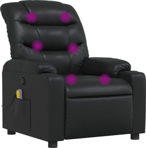 vidaXL Rozkładany fotel masujący, czarny, sztuczna skóra 2