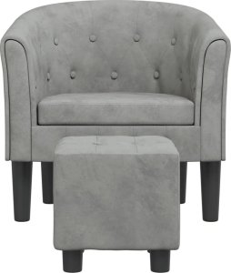 vidaXL Fotel klubowy z podnóżkiem, jasnoszary, obity aksamitem 3