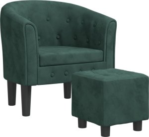 vidaXL Fotel klubowy z podnóżkiem, ciemnozielony, obity aksamitem 2