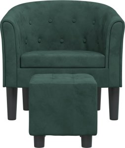 vidaXL Fotel klubowy z podnóżkiem, ciemnozielony, obity aksamitem 3