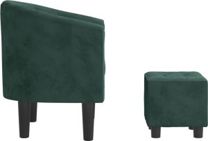 vidaXL Fotel klubowy z podnóżkiem, ciemnozielony, obity aksamitem 4
