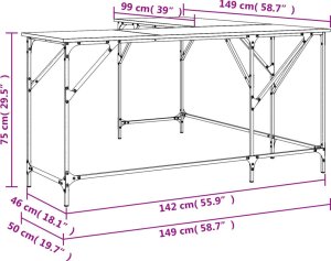 Biurko vidaXL Brązowe 149 cm x 149 cm 6
