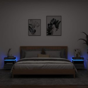 vidaXL Szafki nocne z LED, 2 szt., szary dąb sonoma, 40x39x48,5 cm 1