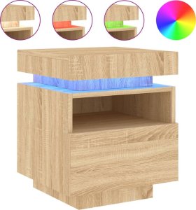 vidaXL Szafka nocna z oświetleniem LED, dąb sonoma, 40x39x48,5 cm 2