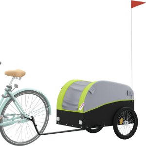 vidaXL Przyczepka rowerowa, czarno-zielona, 45 kg, żelazo 3