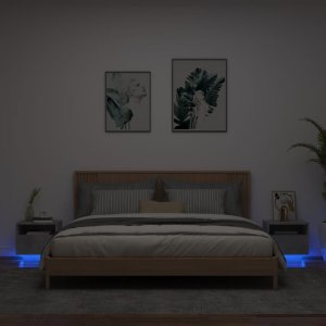 vidaXL Szafki nocne z LED, 2 szt., szarość betonu, 40x39x37 cm 1