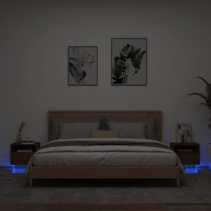 vidaXL Szafki nocne z LED, 2 szt., brązowy dąb, 40x39x37 cm 1