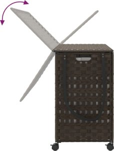 vidaXL Kosz na pranie z kółkami, ciemny brąz, 66x35x60 cm, rattan 7