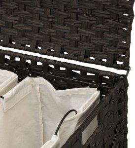 vidaXL Kosz na pranie z kółkami, ciemny brąz, 66x35x60 cm, rattan 8