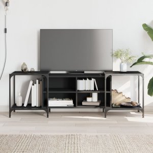 vidaXL Szafka pod TV, czarna, 153x37x50 cm, materiał drewnopochodny 1